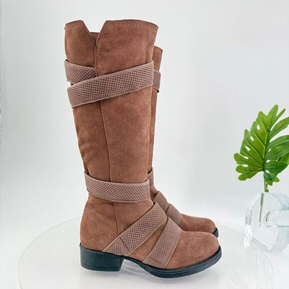 Miz Mooz Women's Noland Knee High Brown Suede Boot Size 36 6 Zip up Block Heel - Picture 4 of 16